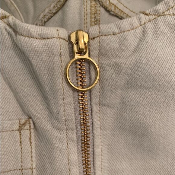 🔥Host Pick Free People Sunkissed Shortall Denim Overall Zip Off White Size 2 - Picture 5 of 12